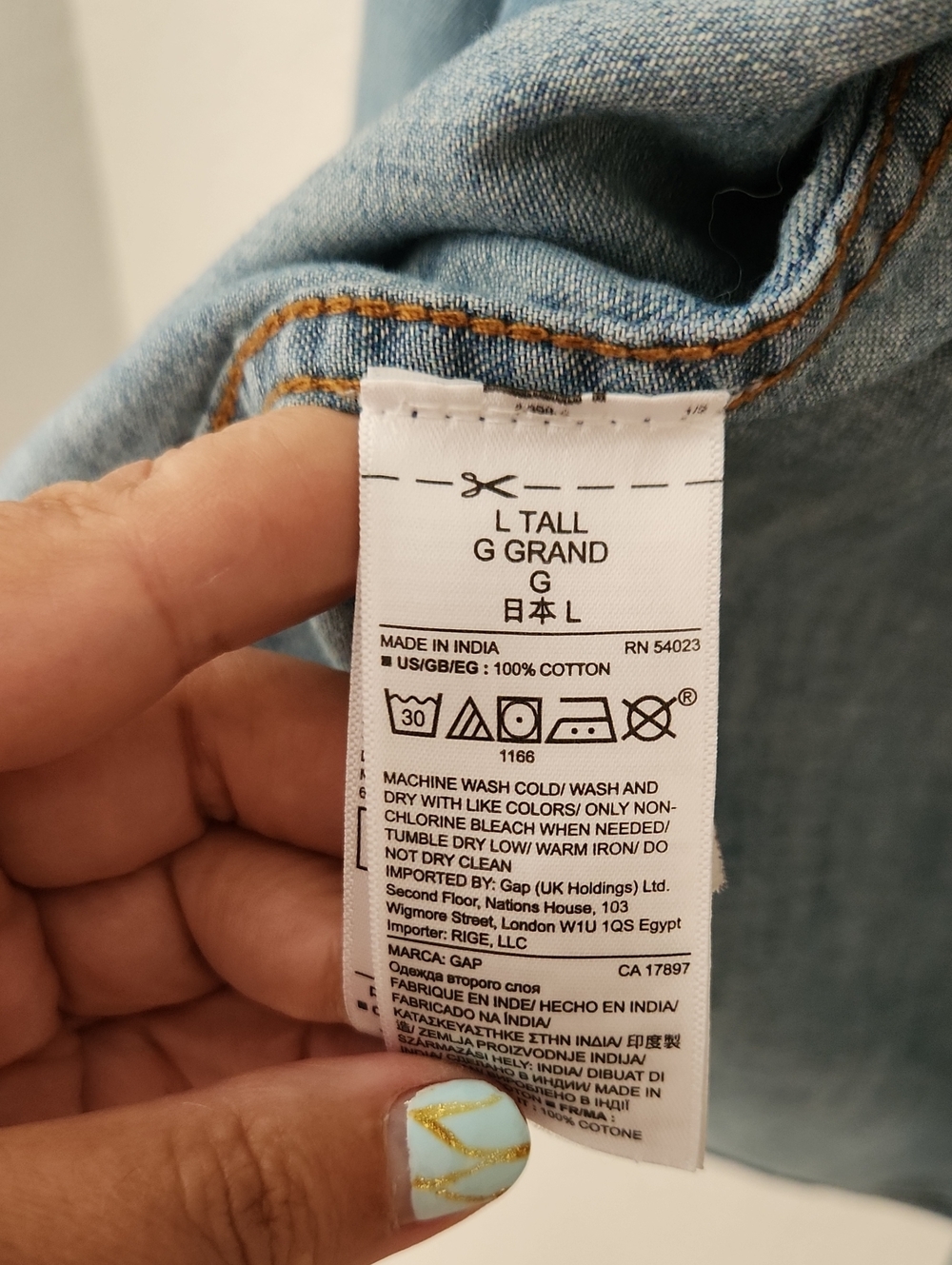 GAP Light Blue Denim Western Shirt Jacket Size L/T - Picture 4 of 7